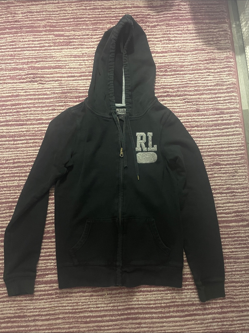 Ralph Lauren Black Full-Zip Hoodie with RL Patch